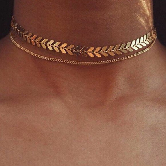 Jewelry - 3 for $49 New Gold Double Layer Choker Nec…